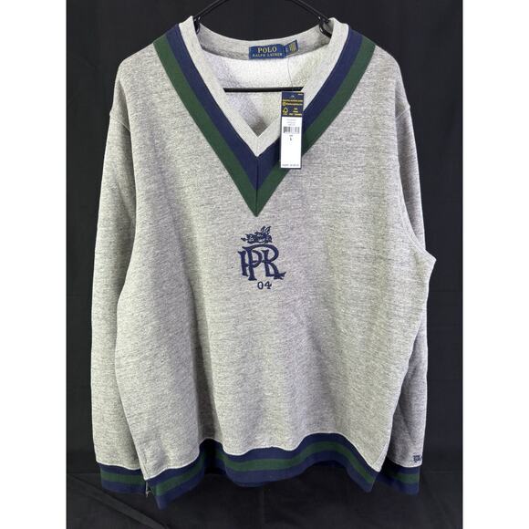 NEW POLO RALPH LAUREN Dragon Crest Tennis Cricket Sweatshirt Men’s Size Large - Picture 1 of 7